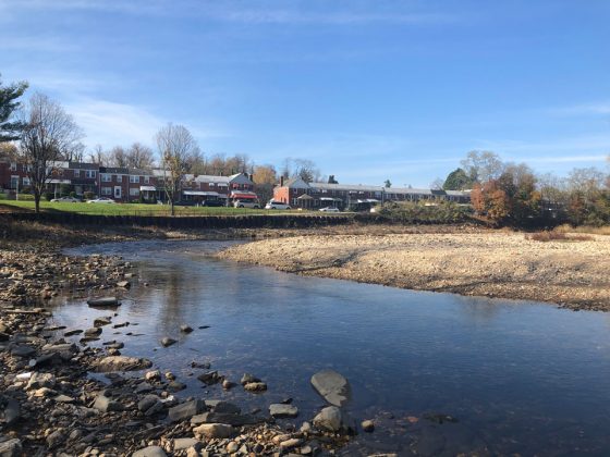 After restoration Herring Run Stream no longer threatens the near by embankment.