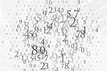 An abstract image with various single digit numbers scattered around in a circular fashion.