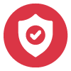 The security and public safety icon. Elements include a shield with a checkmark inside.